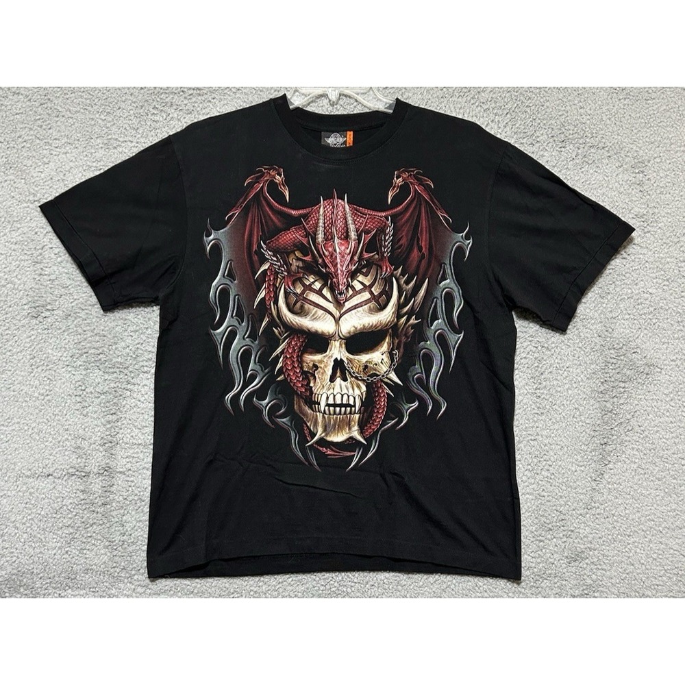 Rock Eagle Classic Mens Shirt L Dragon Skull‎ Biker Goth Warrior